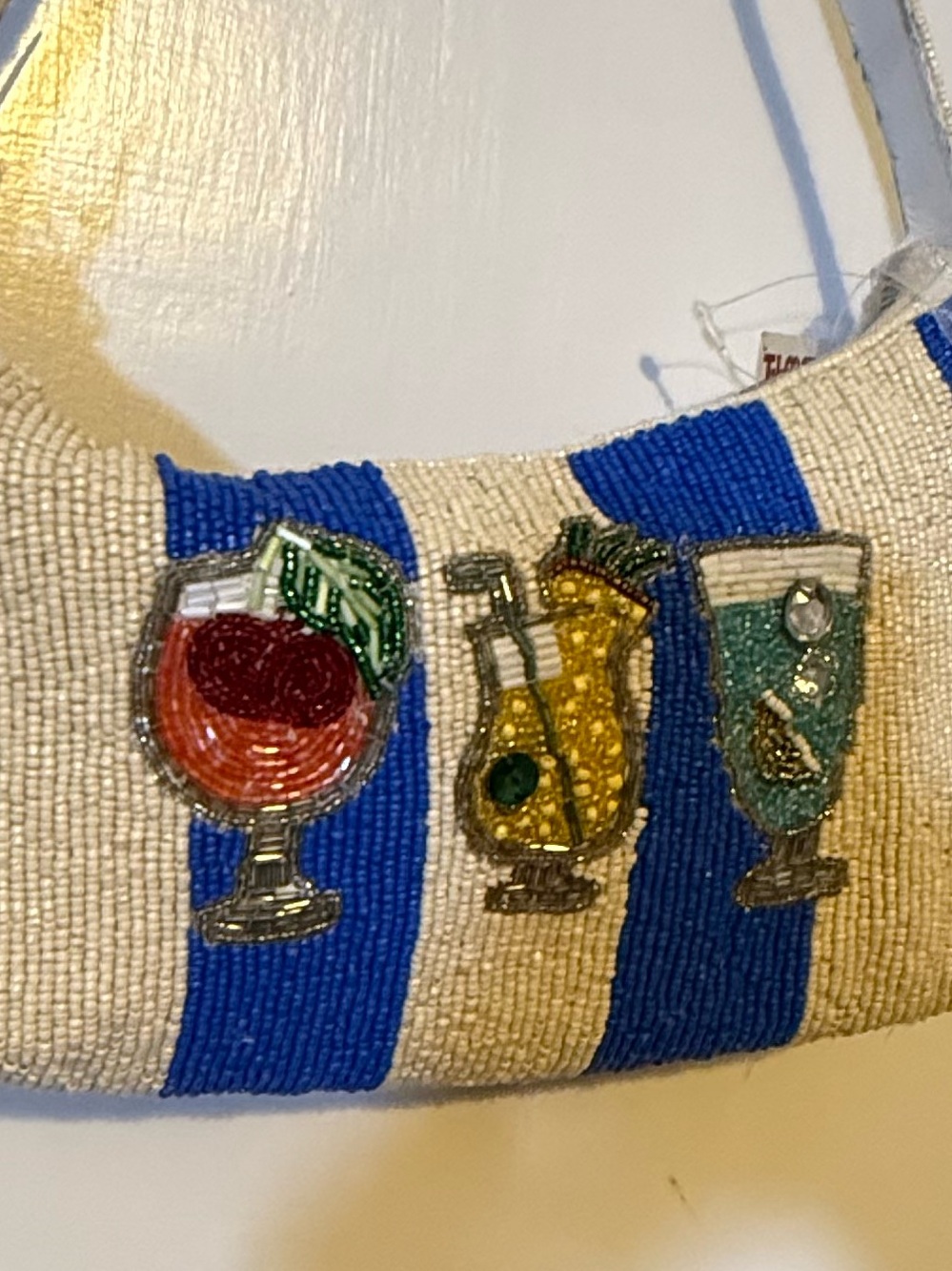 T.J.Maxx Blue & White Cocktail, Striped Beaded Mini Shoulder Bag - Picture 4 of 10